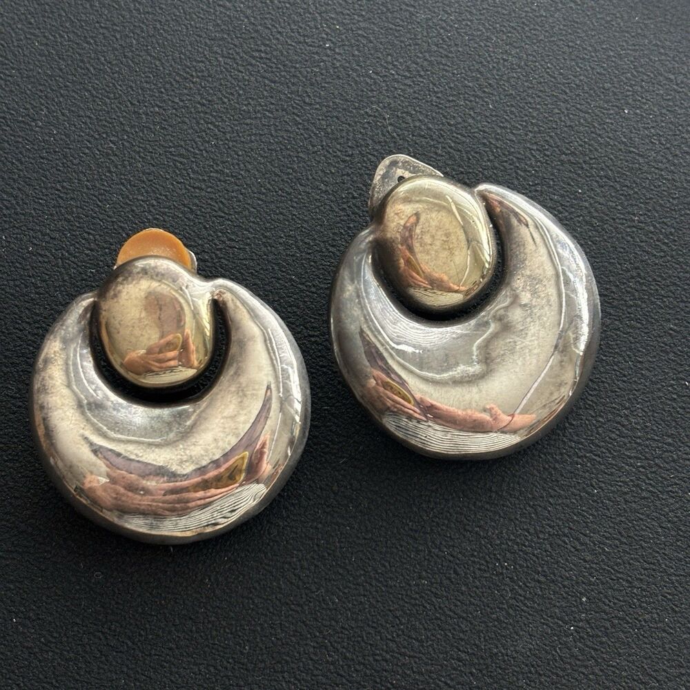 David Varsano Israel Sterling Silver 925 Modernist Clip On Earrings 20.3g